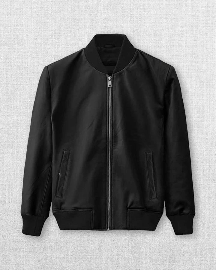 Stylish black leather jacket inspired by Pitbull's iconic look
