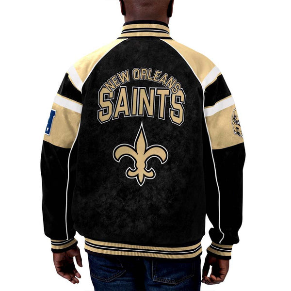 NFL Team New Orleans Saints Multicolor Leather Jacket .