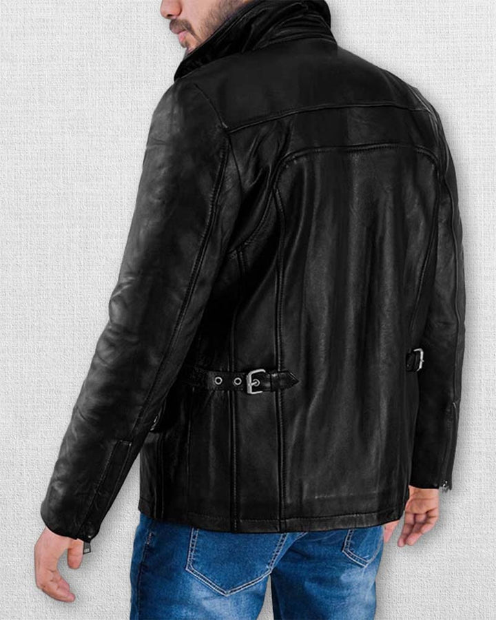 Stylish men's leather jacket worn by Jensen Ackles