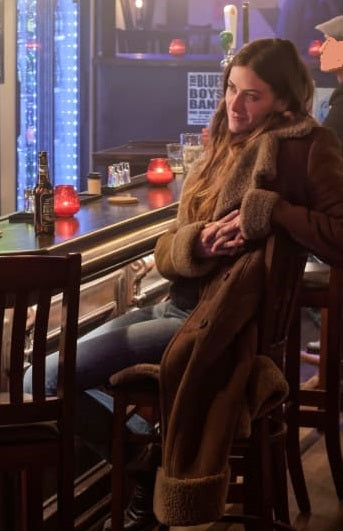 Premium dark shearling coat by TJS, Murphy Mason style for ultimate warmth in USA