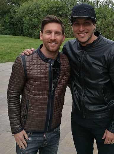 Lionel Messi brown leather quilted jacket for men in USA