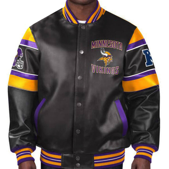 Minnesota Vikings Multicolor Leather Jacket for Unisex NFL Fans in American Market