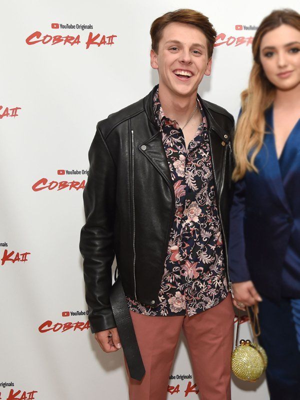 Cobra Kai TV series premiere leather jacket Jacob Bertrand in USA