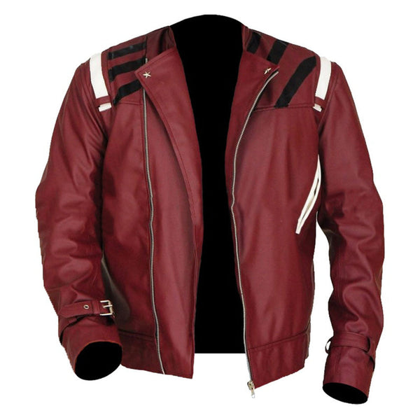Shop Men Stylish Red Leather Jacket by tjs