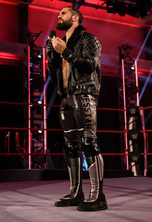 Authentic WWE Seth Rollins Black Leather Jacket with Faux Shearling for Fans in USA
