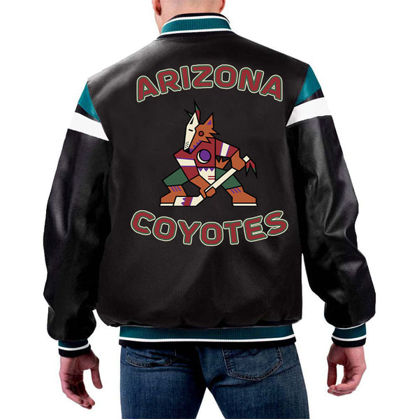 NHL Jacket in Leather - Arizona Coyotes in Black by TJS in USA