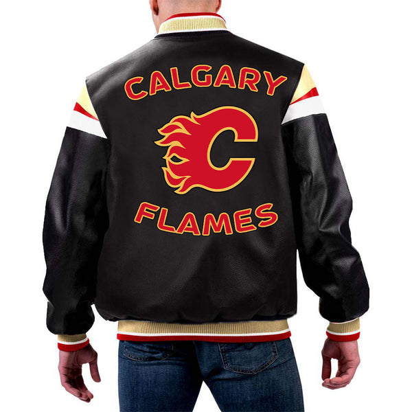 NHL Calgary Flames Leather Jacket by TJS in USA
