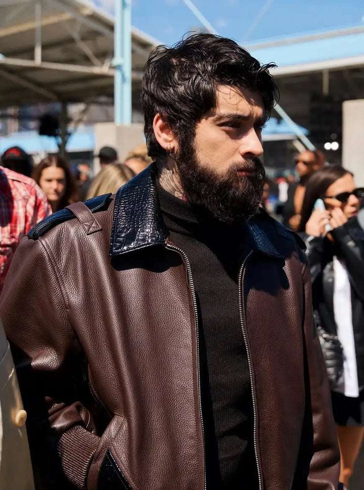 Zayn Malik Returns 2024 Black Leather Jacket in US market