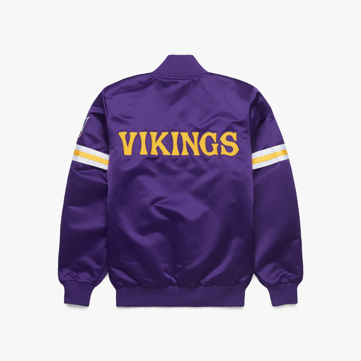 Shiny purple satin NFL Vikings bomber jacket in USA