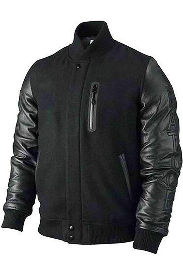 Stylish Creed bomber jacket for men with cowhide leather sleeves in France Style