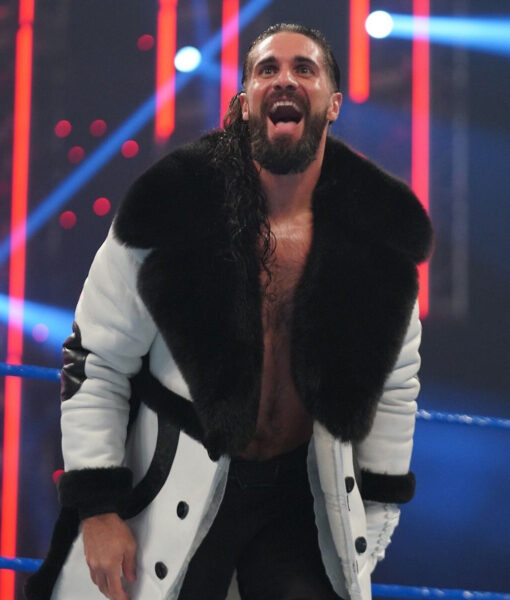 Stylish Seth Colby Lopez White Coat with Faux Fur Collar from WWE in American Market