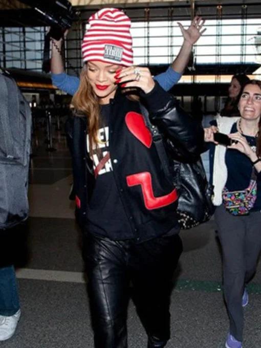 Shop Red Heart Rihanna Leather Jacket