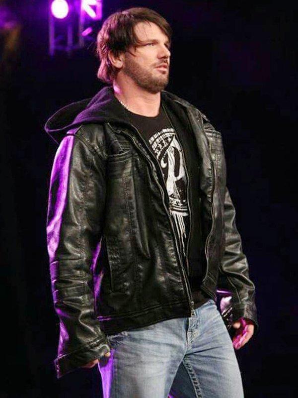 Authentic WWE AJ Styles Hooded Leather Jacket for Men in American Market