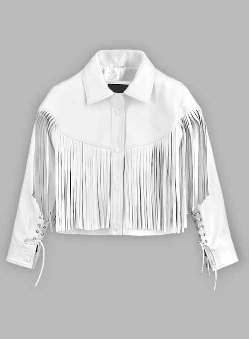 Mia Sarapochiello leather jacket front view in American style