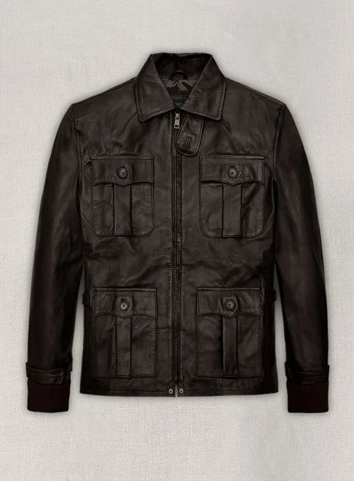 Aaron Eckhart's signature leather jacket for fashionable men