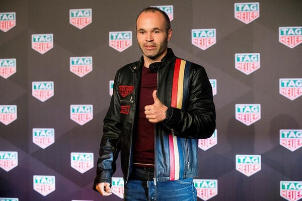Andrés Iniesta's dapper leather jacket from The Jacket Seller US in USA market