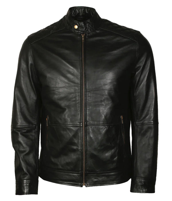 American Flag Skull Biker Leather Jacket in Real Leather
