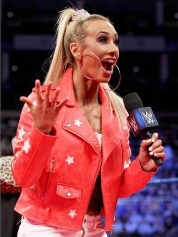 Carmella Signature Red Leather Jacket from WWE in American Market