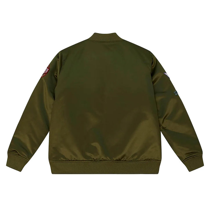 Back view NBA Dallas Mavericks Flight Green Satin Jacket