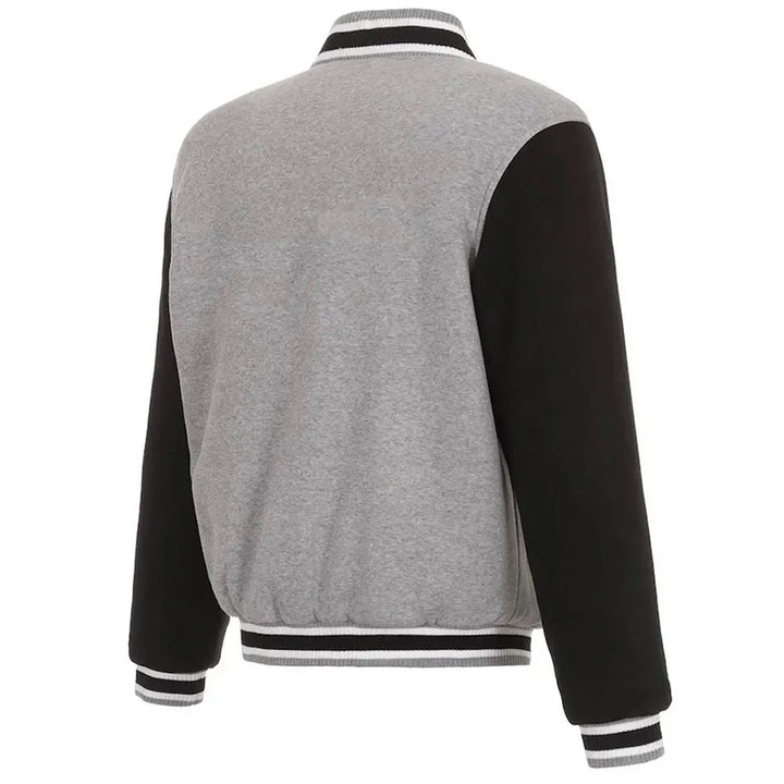 Back View NBA Dallas Mavericks Gray and Black Varsity Wool Jacket