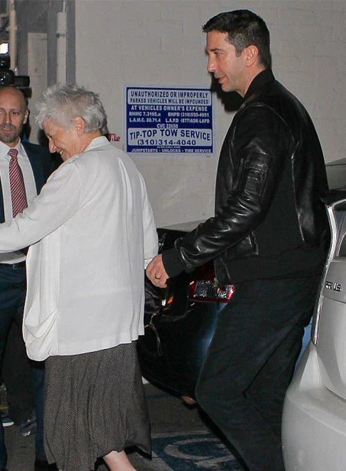 Fashion-forward leather jacket as seen on David Schwimmer in United state market