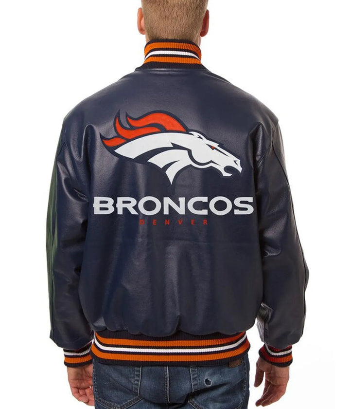 NFL Denver Broncos Leather Jacket Men and Women Back View 