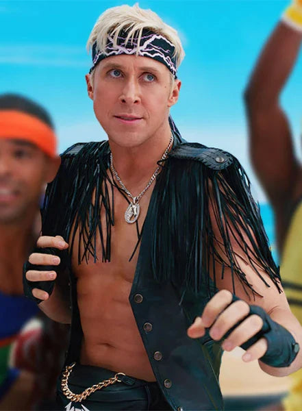 Barbie 2023 featuring Ryan Gosling leather vest in USA market