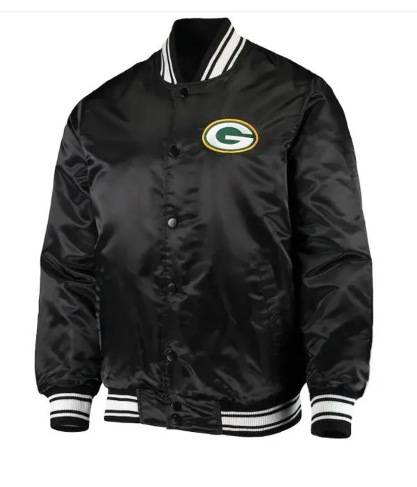 Green Bay Packers Black Satin Jacket