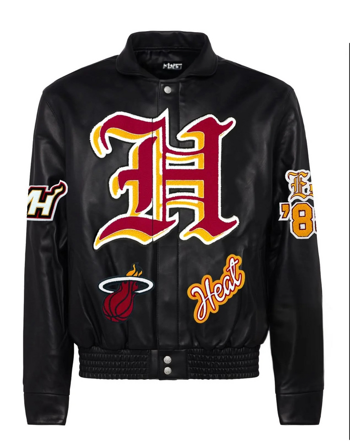 Black jacket with red and yellow 'H' logo and 'Heat' text on a white background
