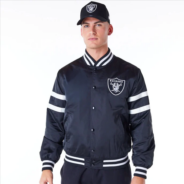 Shop Las Vegas Raiders NFL Satin Black Bomber Jacket