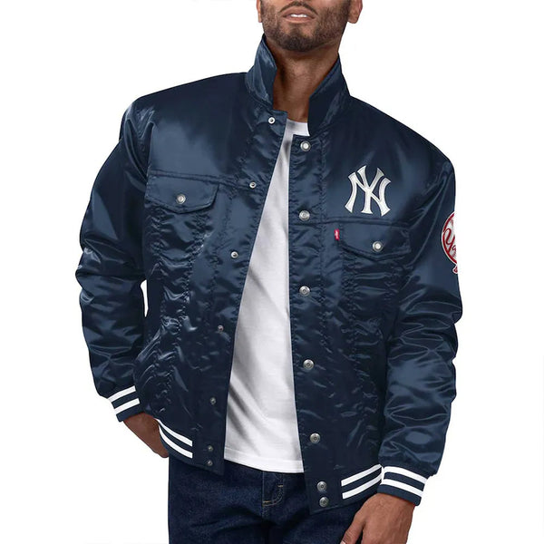 Shop New York Yankees Navy Silver Tab Trucker Jacket
