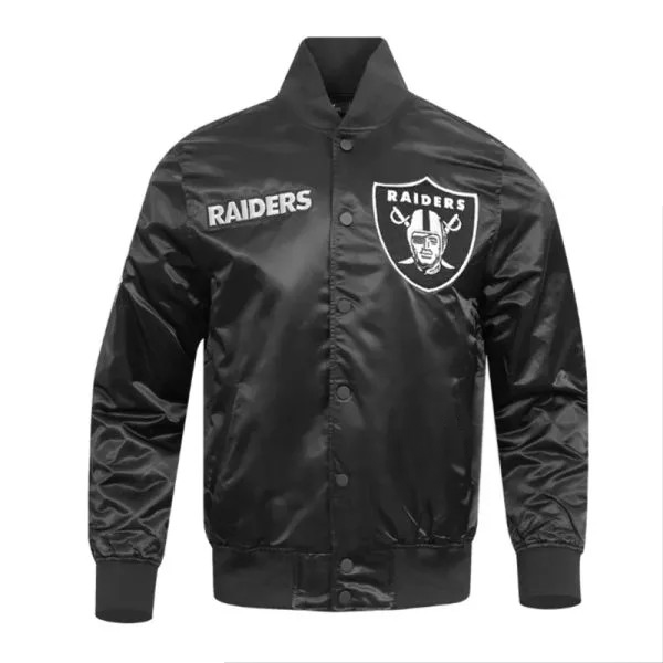 Black and gray Las Vegas Raiders satin souvenir jacket

