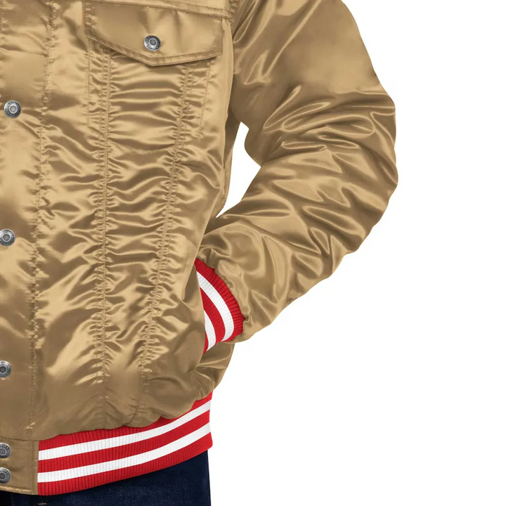 Stylish San Francisco 49ers satin varsity jacket in USA