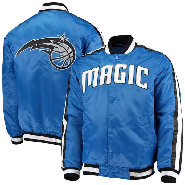 Blue Men's Orlando Magic Blue The Offensive Varsity Satin Full-Snap Jacket
