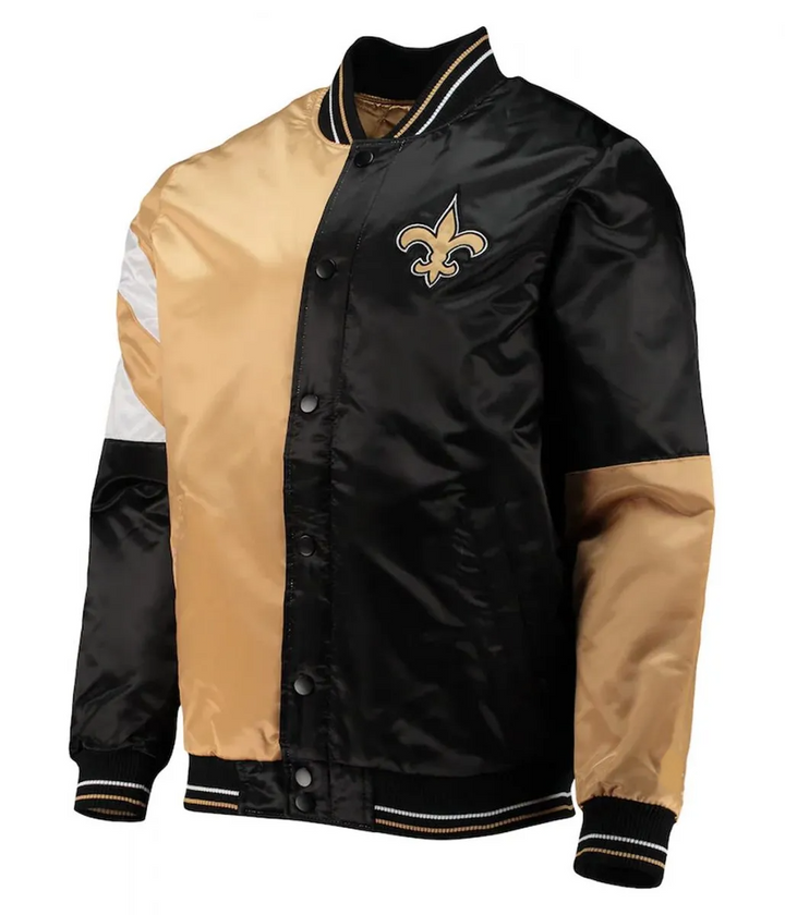 NFL Saints black and gold satin bomber jacket in USA