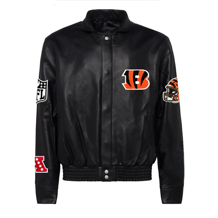 CINCINNATI BENGALS FULL LEATHER JACKET Front View 