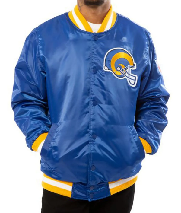 Shop NFL LA Rams Exclusive Blue Satin Jacket