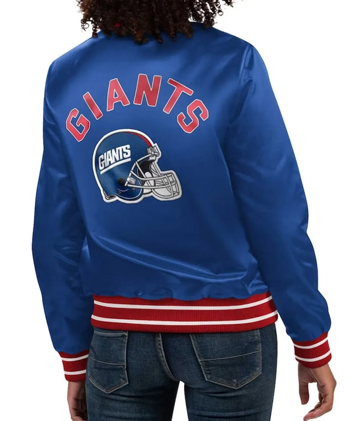 NY satin bomber jacket with official team logo in USA