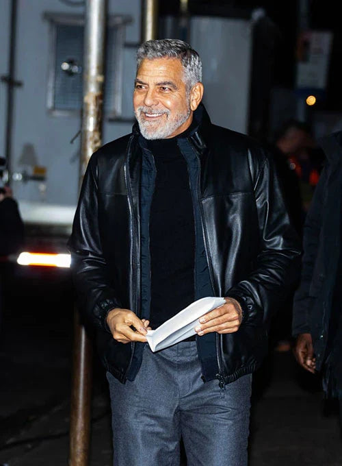 High-quality leather jacket reflecting George Clooney's timeless style