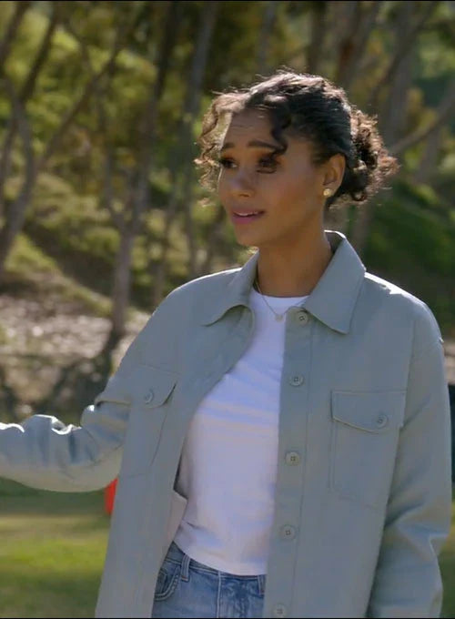 Celebrity Fashion: Greta Onieogou's Striking Leather Shirt in All American Series in America