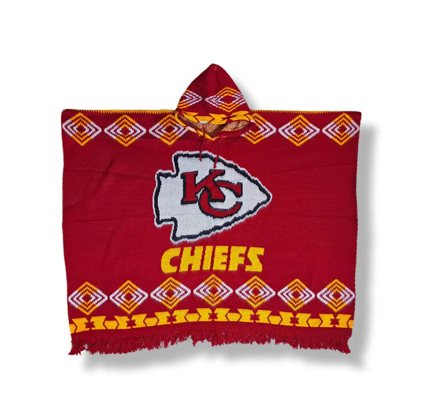 Red Chiefs hooded blanket with logo and text on a white background