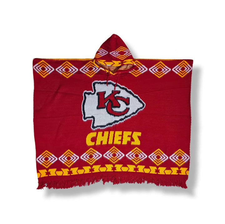 Red Chiefs hooded blanket with logo and text on a white background