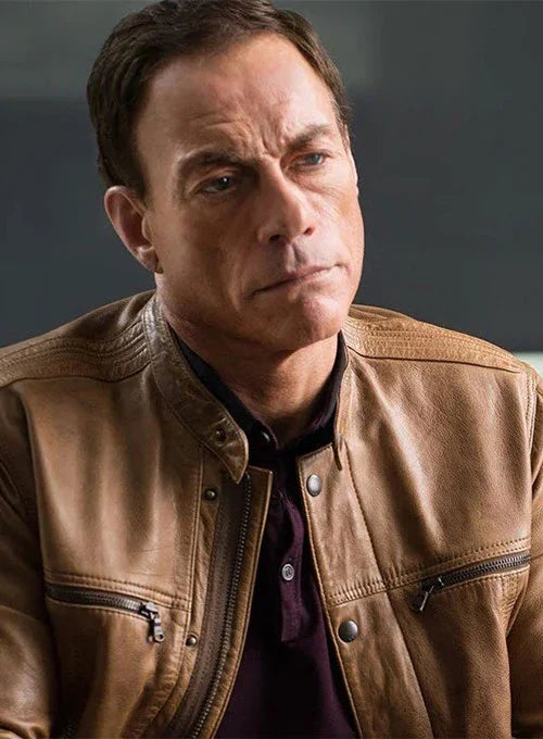 Men’s leather jacket Jean Claude Van Johnson celebrity style in American style
