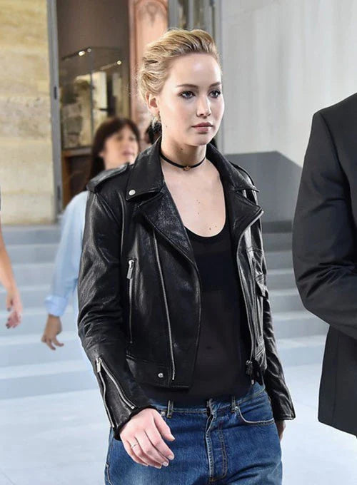 Chic Leather Jacket Inspired by Jennifer Lawrence
