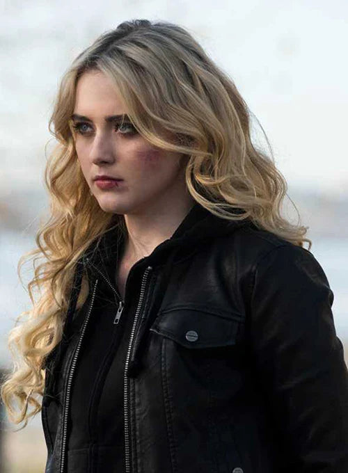 Supernatural Kathryn Newton black leather jacket in American style