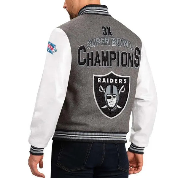 Wool and leather Raiders championship jacket

