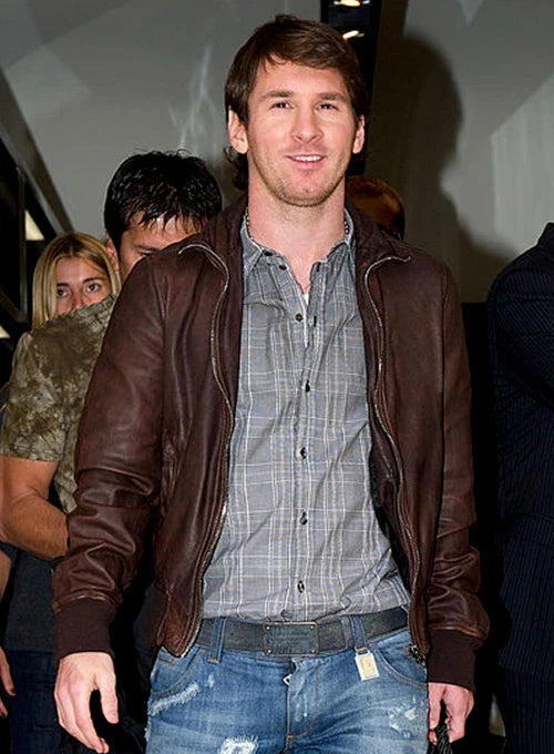 Lionel Messi Black Leather Jacket for Men