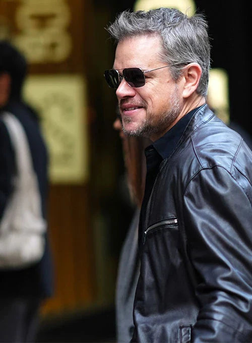 Authentic Elegant Matt Damon Leather Jacket in USA