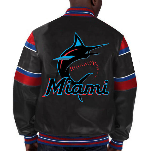 Official MLB Miami Marlins leather jacket for dedicated fans in USA
