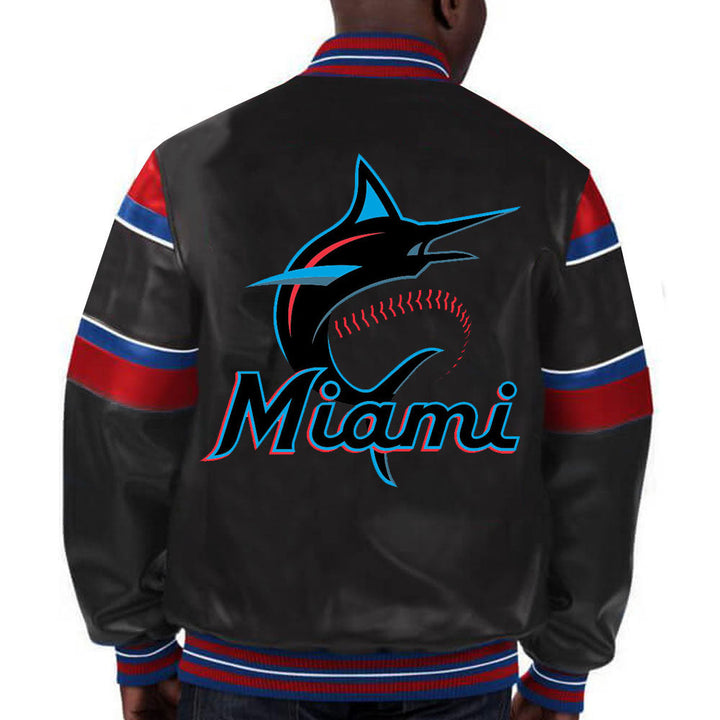 Official MLB Miami Marlins leather jacket for dedicated fans in USA